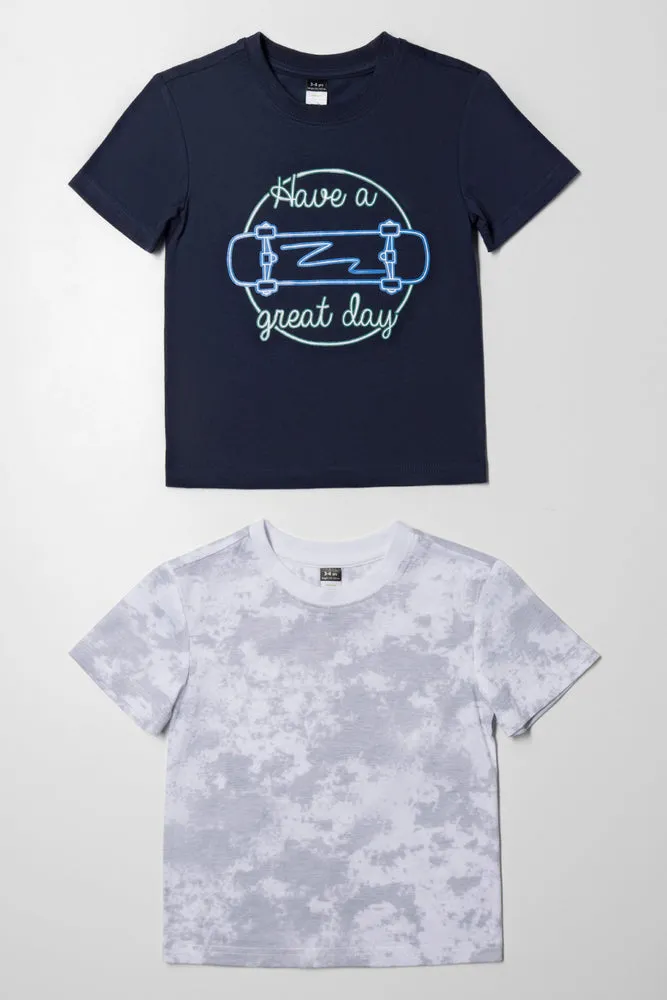 2 Pack Skate Short Sleeve T-Shirts Navy
