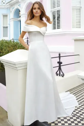 A-Line Elegant Off The Shoulder Satin Wedding Gown Wedding Dresses