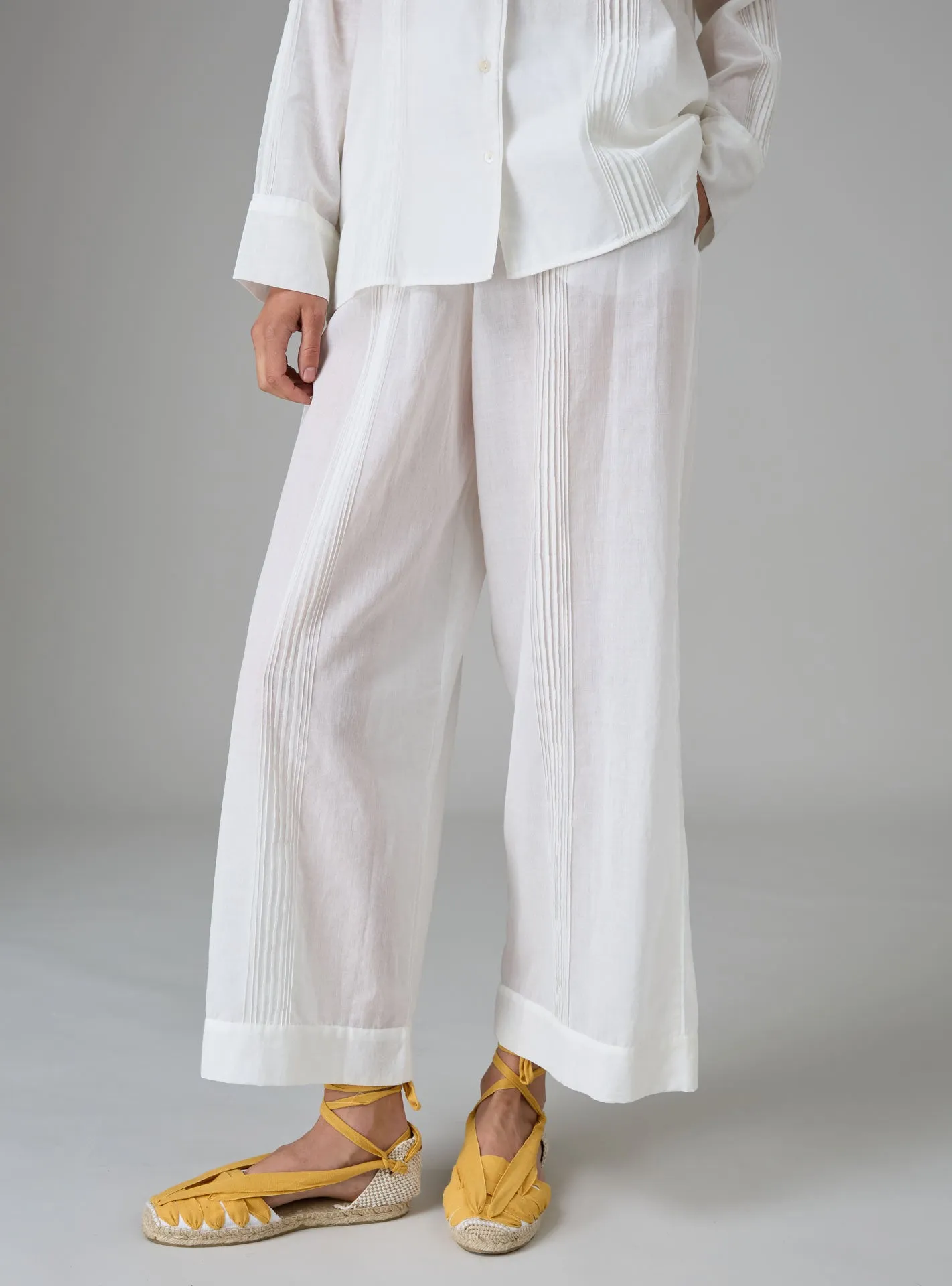 Albertine Pajamas set - Khadi Voile Lucknow - Off White