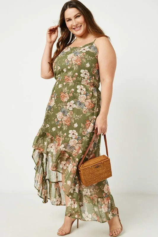 Anastasia Hi-Low Maxi Dress - Olive [1X-3X]