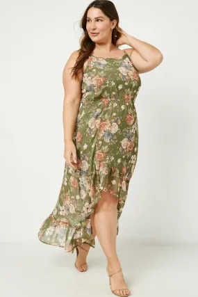Anastasia Hi-Low Maxi Dress - Olive [1X-3X]