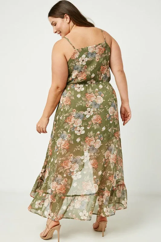 Anastasia Hi-Low Maxi Dress - Olive [1X-3X]