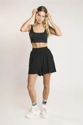 Black High Waist Mini-Shorts