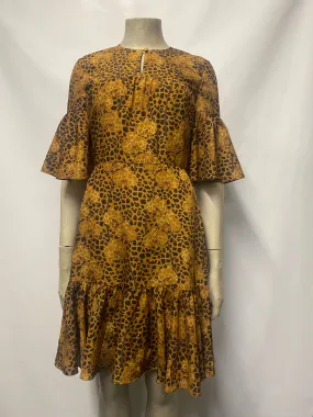 Borgo De Nor Brown Animal and Flower Print Tiered Dress 6