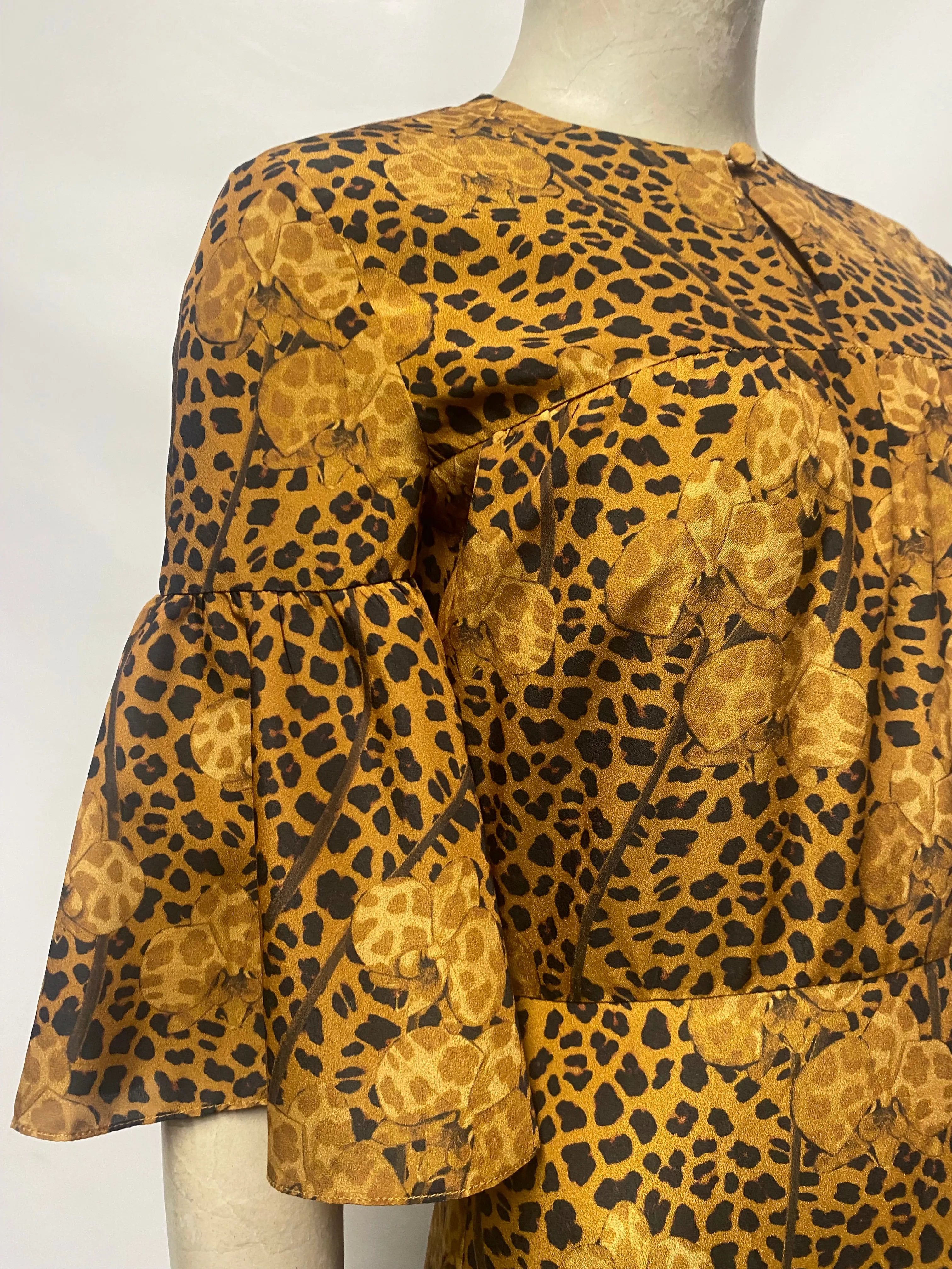 Borgo De Nor Brown Animal and Flower Print Tiered Dress 6