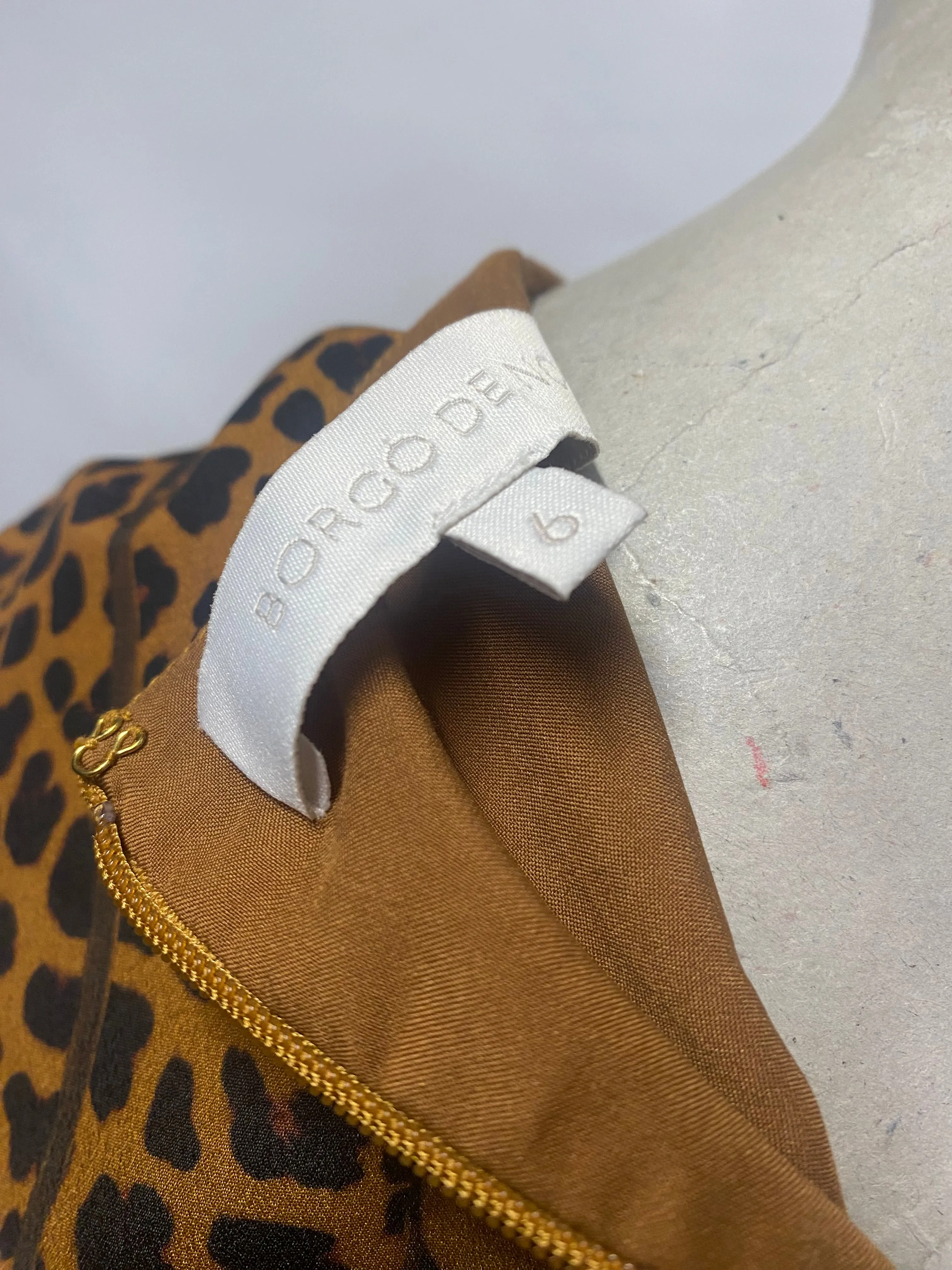 Borgo De Nor Brown Animal and Flower Print Tiered Dress 6