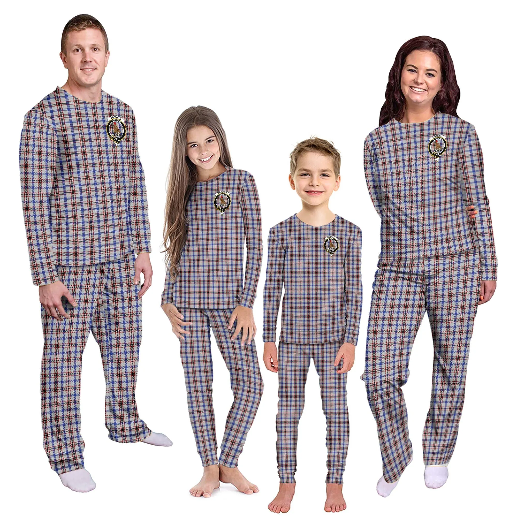 Boswell Tartan Pajamas Family Set with Family Crest
