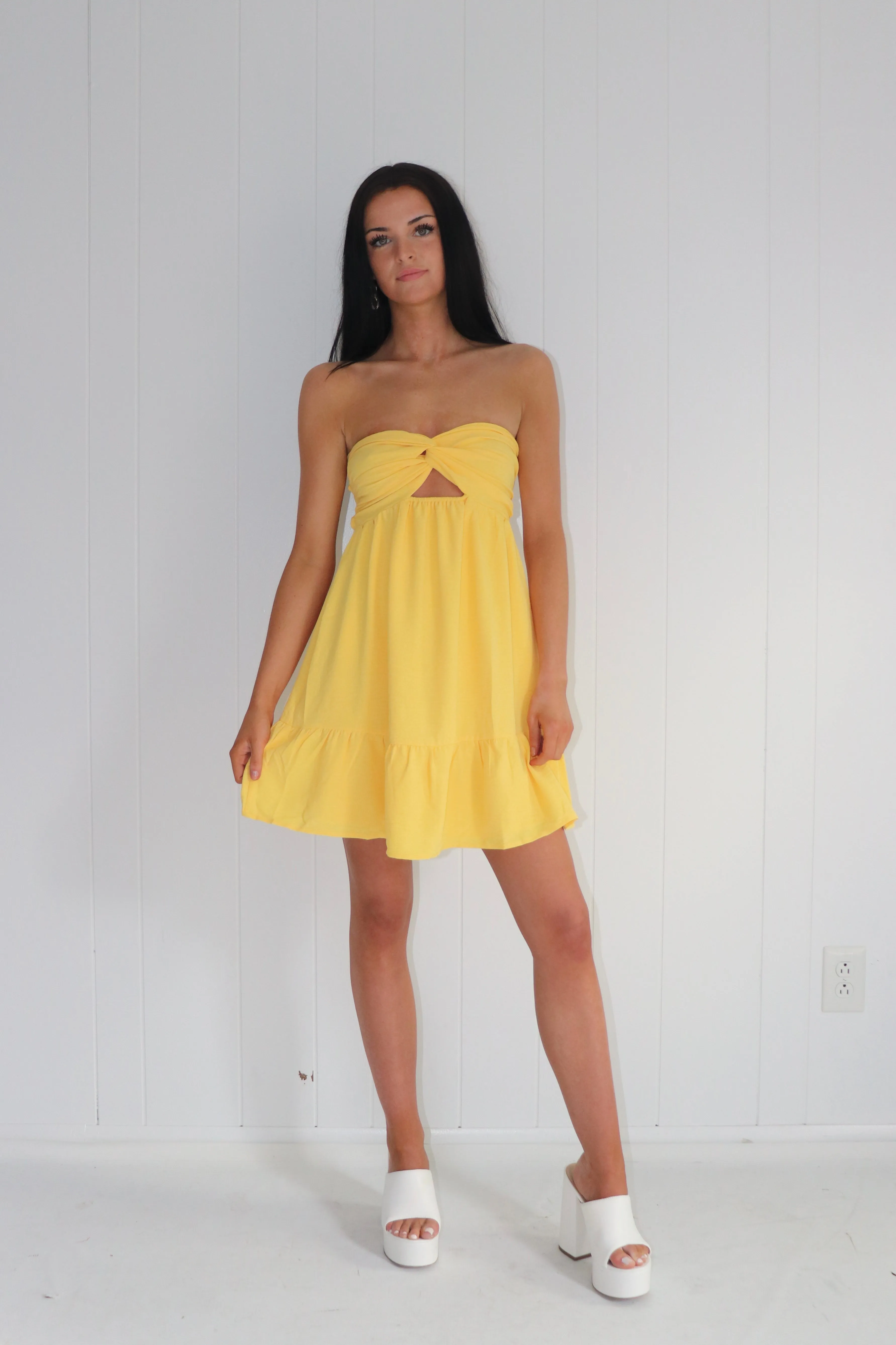 Brooklyn Twist Front Mini Dress