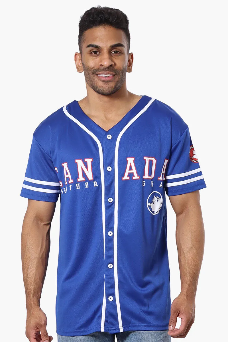 Canada Weather Gear Mesh Chest Logo Baseball Tee - Blue