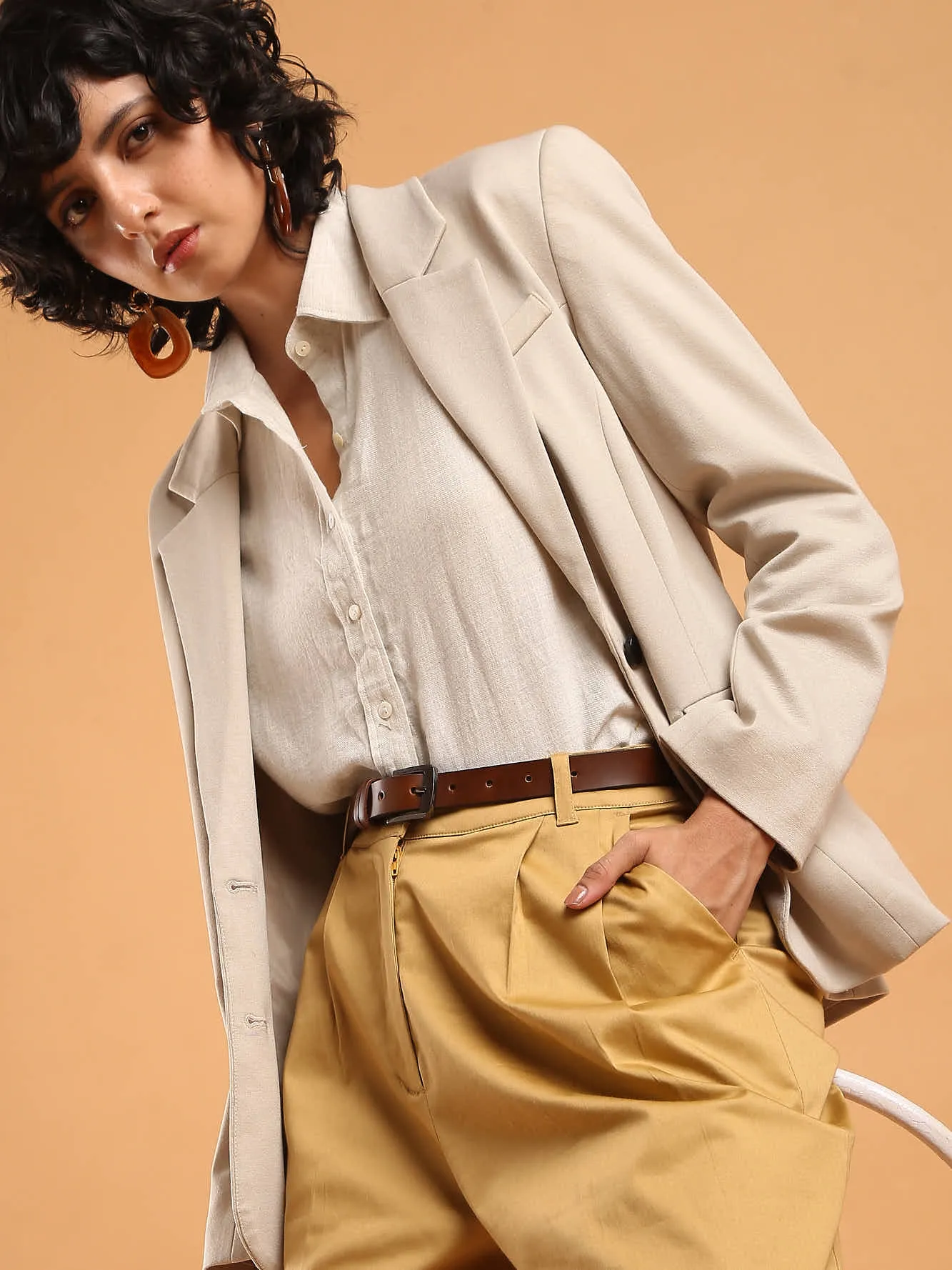 Celine Camel Beige Knee Length Bermuda Shorts