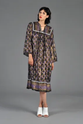 Deadstock 70s Indian Gauze Dress w/Rainbow Lurex
