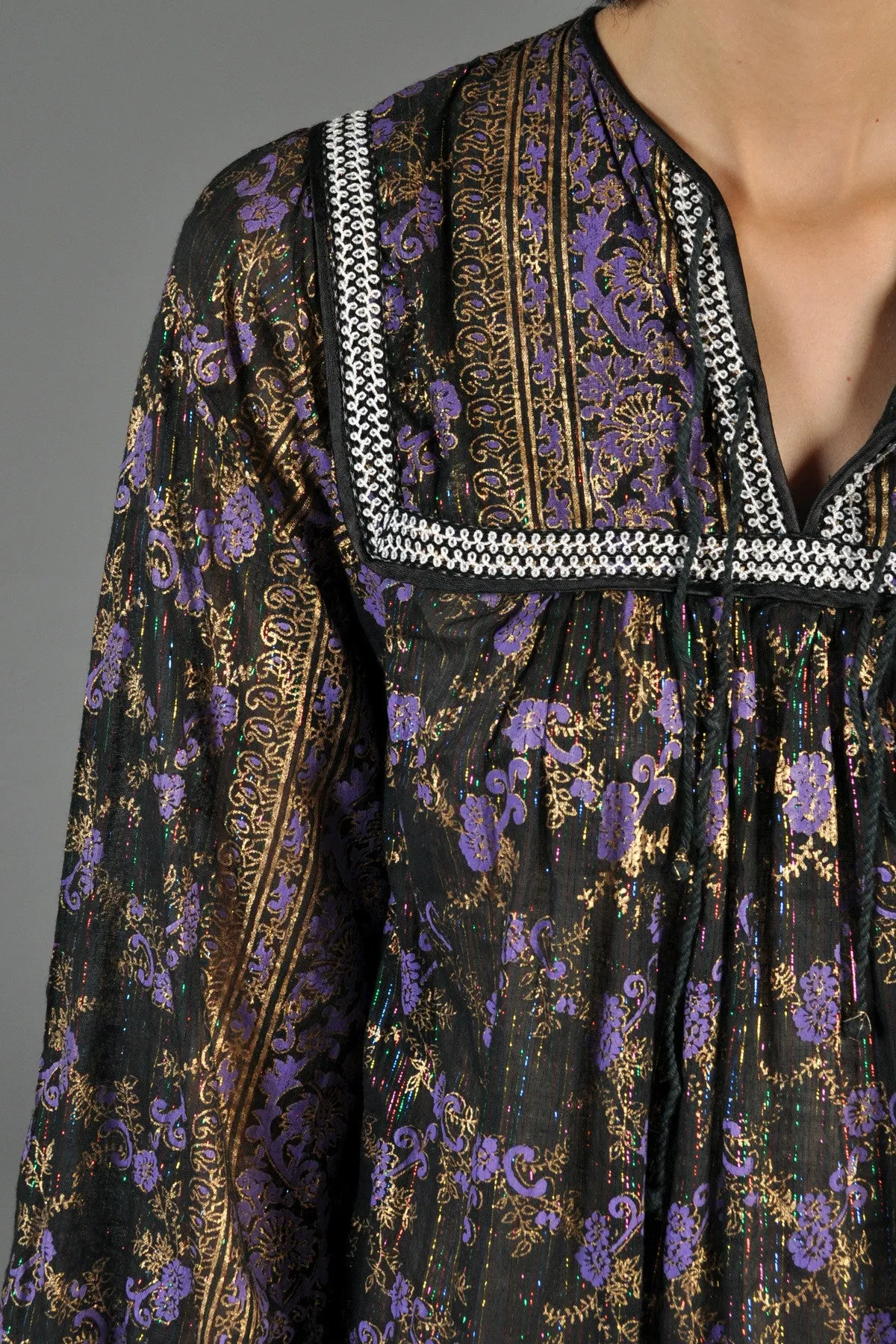 Deadstock 70s Indian Gauze Dress w/Rainbow Lurex