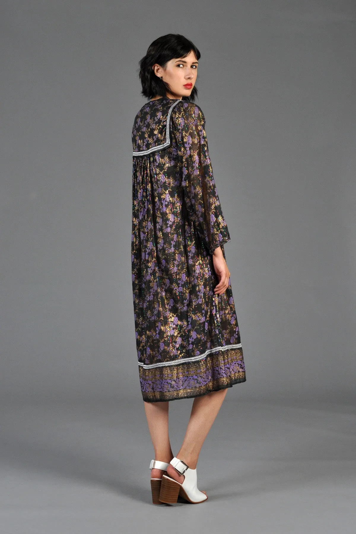 Deadstock 70s Indian Gauze Dress w/Rainbow Lurex