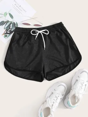 Drawstring Waist Dolphin Shorts