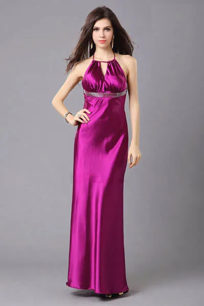 Elegant Discount sexy Long Summer purple halter Sleeveless Even