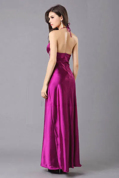 Elegant Discount sexy Long Summer purple halter Sleeveless Even