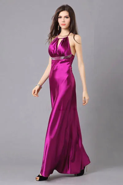 Elegant Discount sexy Long Summer purple halter Sleeveless Even