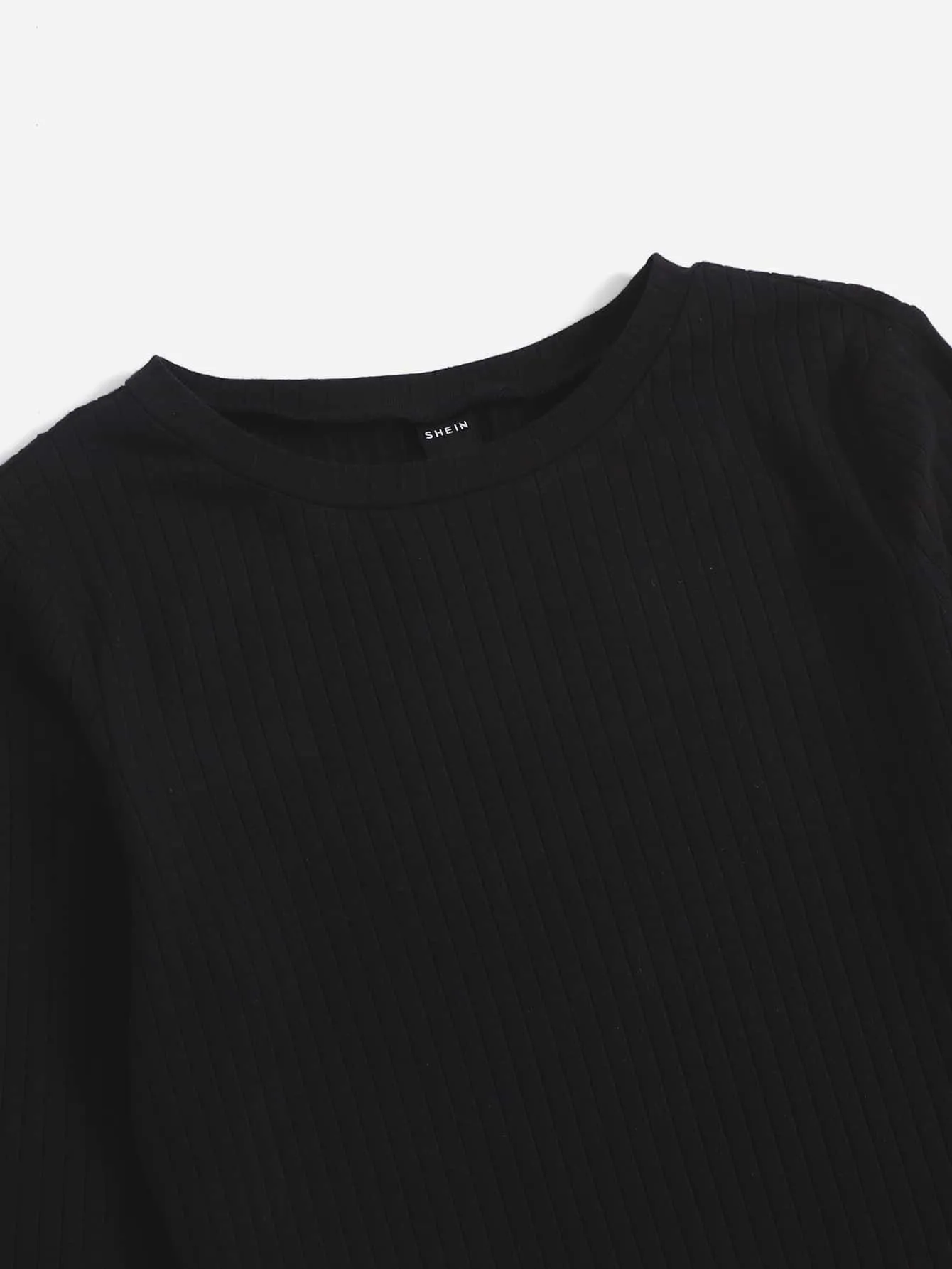 Elegant Plain Rib-Knit Long Sleeve Round Neck Pencil Natural Short Dress