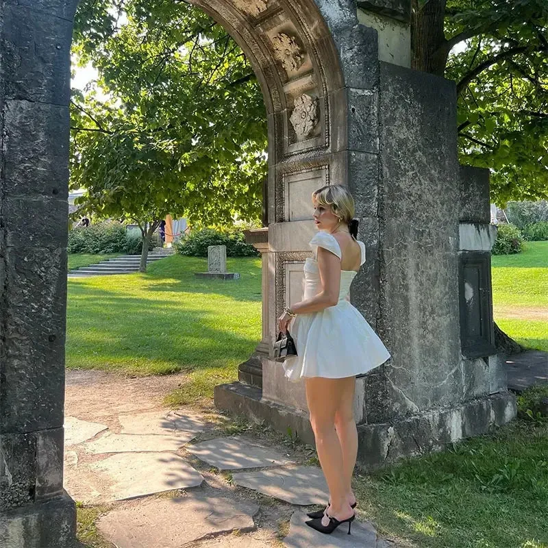 Elegant White Flare Mini Dress – Date Night Ready
