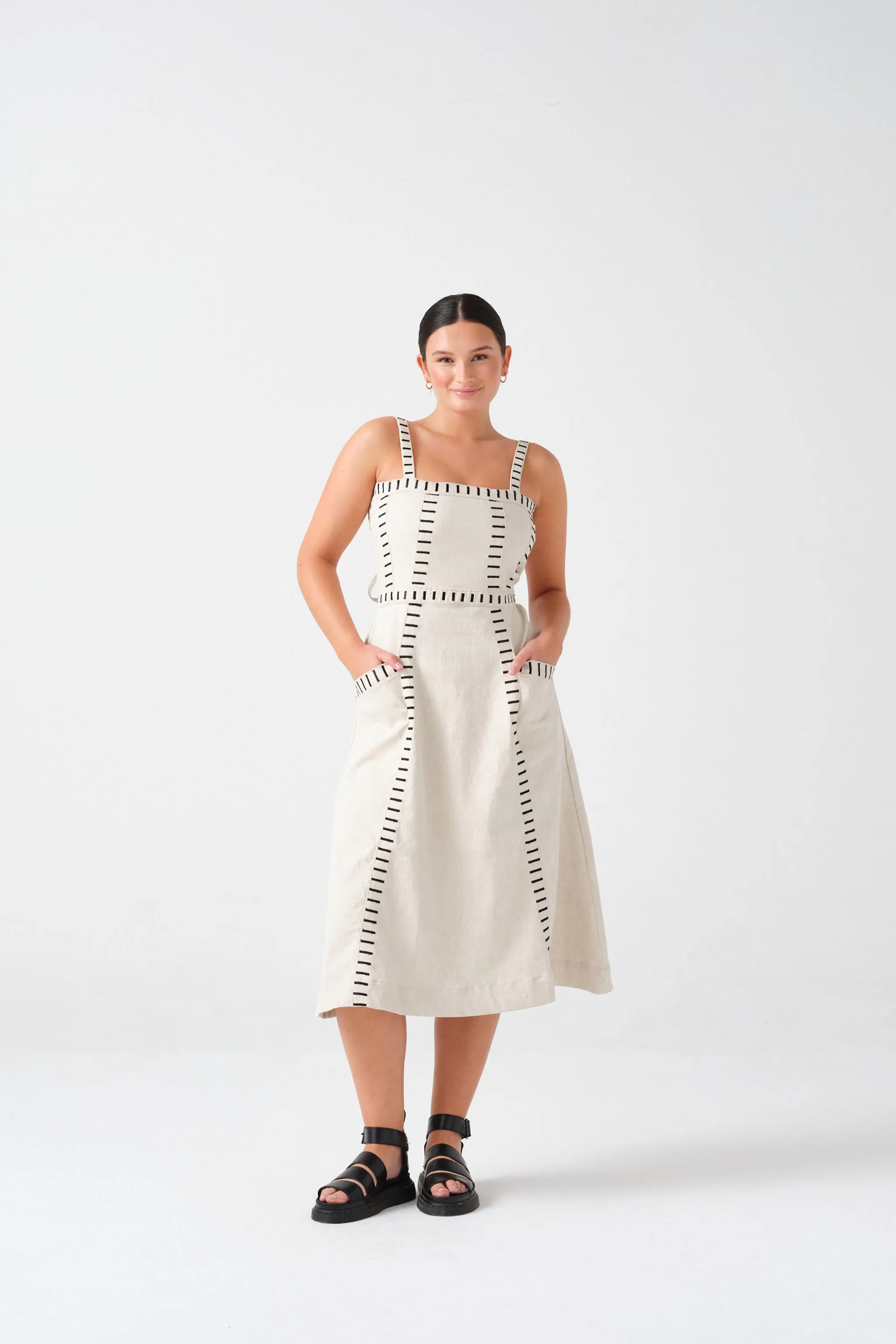 Ella Dress in Ecru Denim