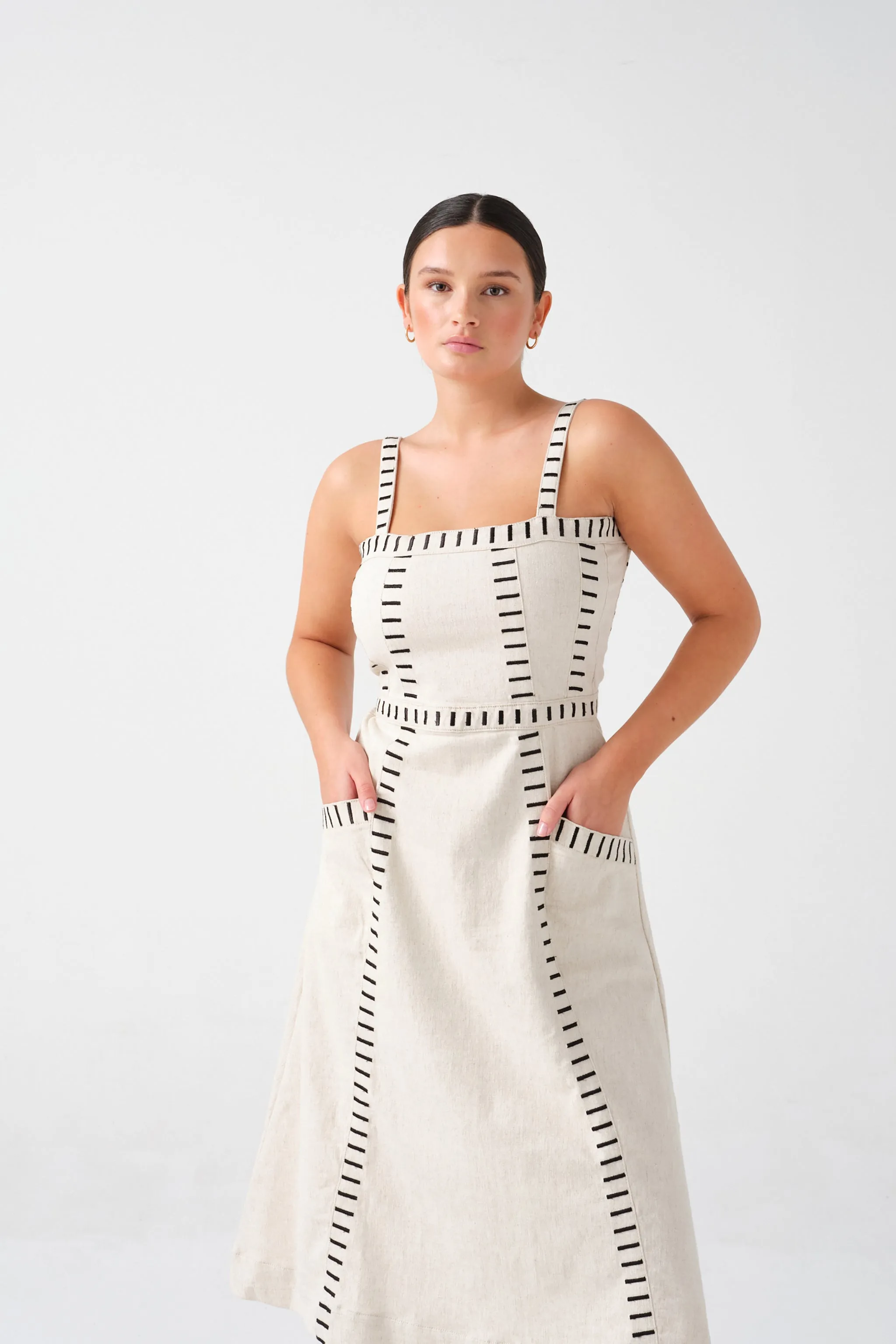 Ella Dress in Ecru Denim