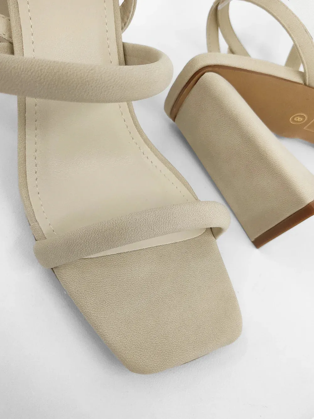 Evangeline Cream Strappy Block Heel FINAL SALE