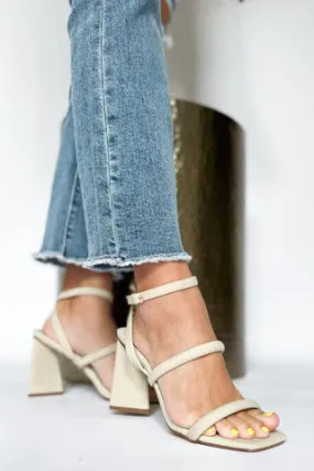 Evangeline Cream Strappy Block Heel FINAL SALE