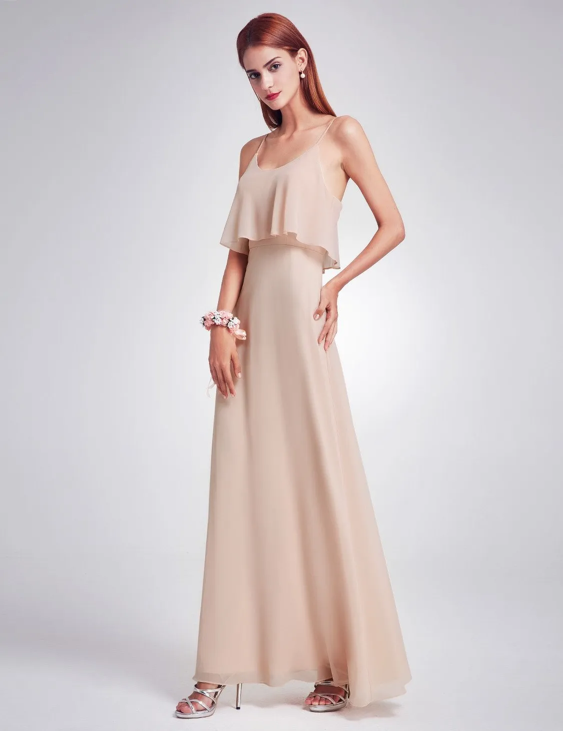 Ever-Pretty Blush Ruffle Spaghetti Strap Bridesmaid Dress EP07131