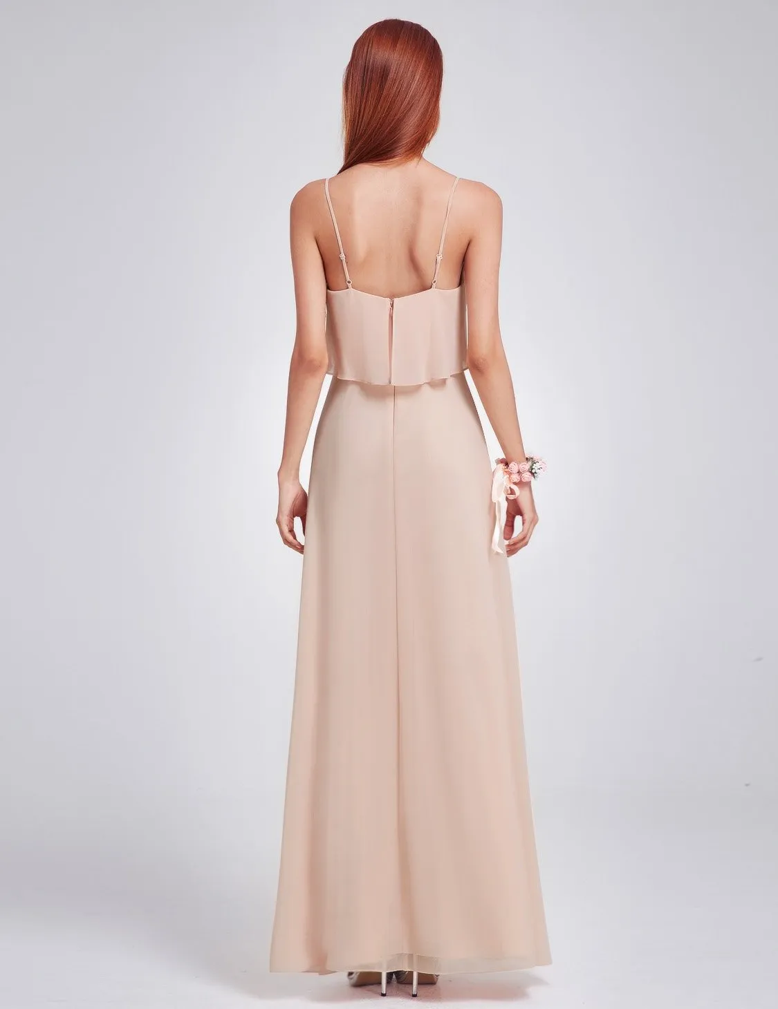 Ever-Pretty Blush Ruffle Spaghetti Strap Bridesmaid Dress EP07131