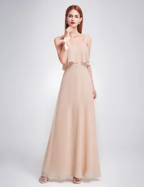 Ever-Pretty Blush Ruffle Spaghetti Strap Bridesmaid Dress EP07131