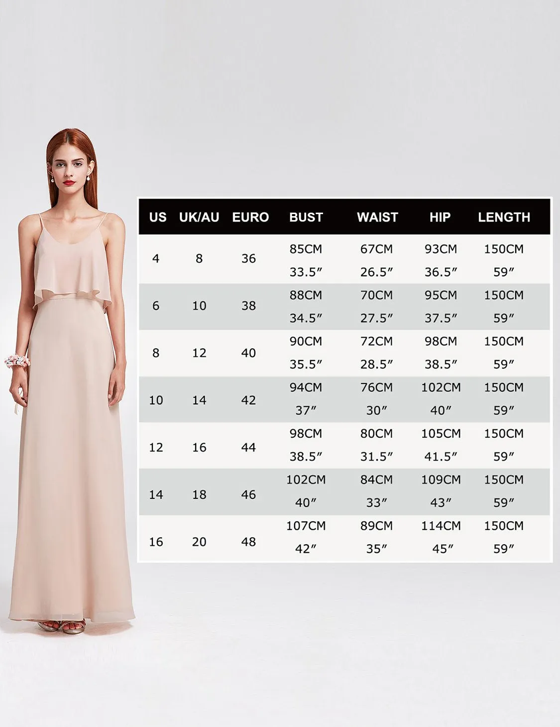 Ever-Pretty Blush Ruffle Spaghetti Strap Bridesmaid Dress EP07131