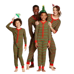 Family Matching One-Piece Striped Christmas Set