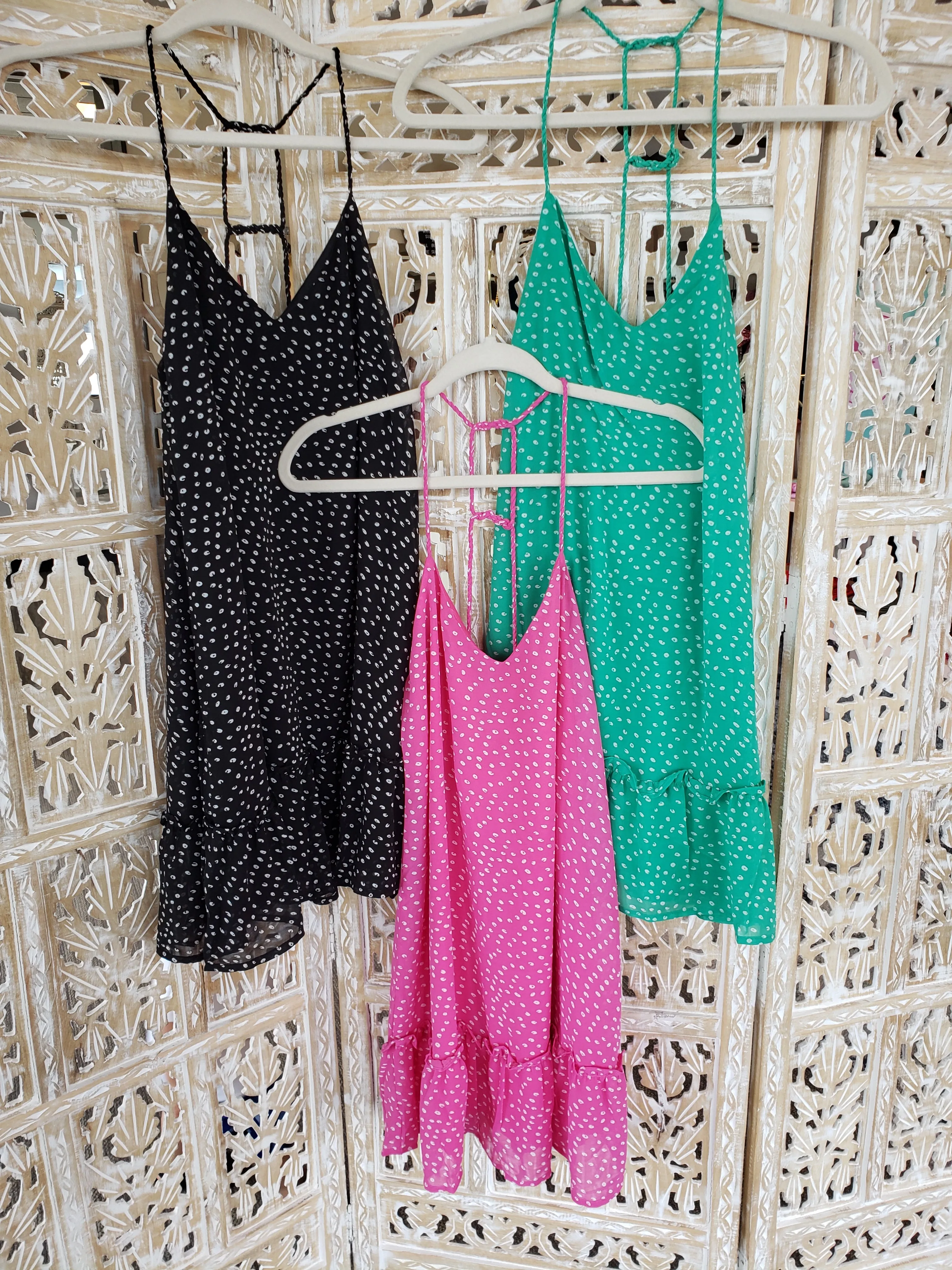 Fuchsia Spotted Ruffle Mini Dress