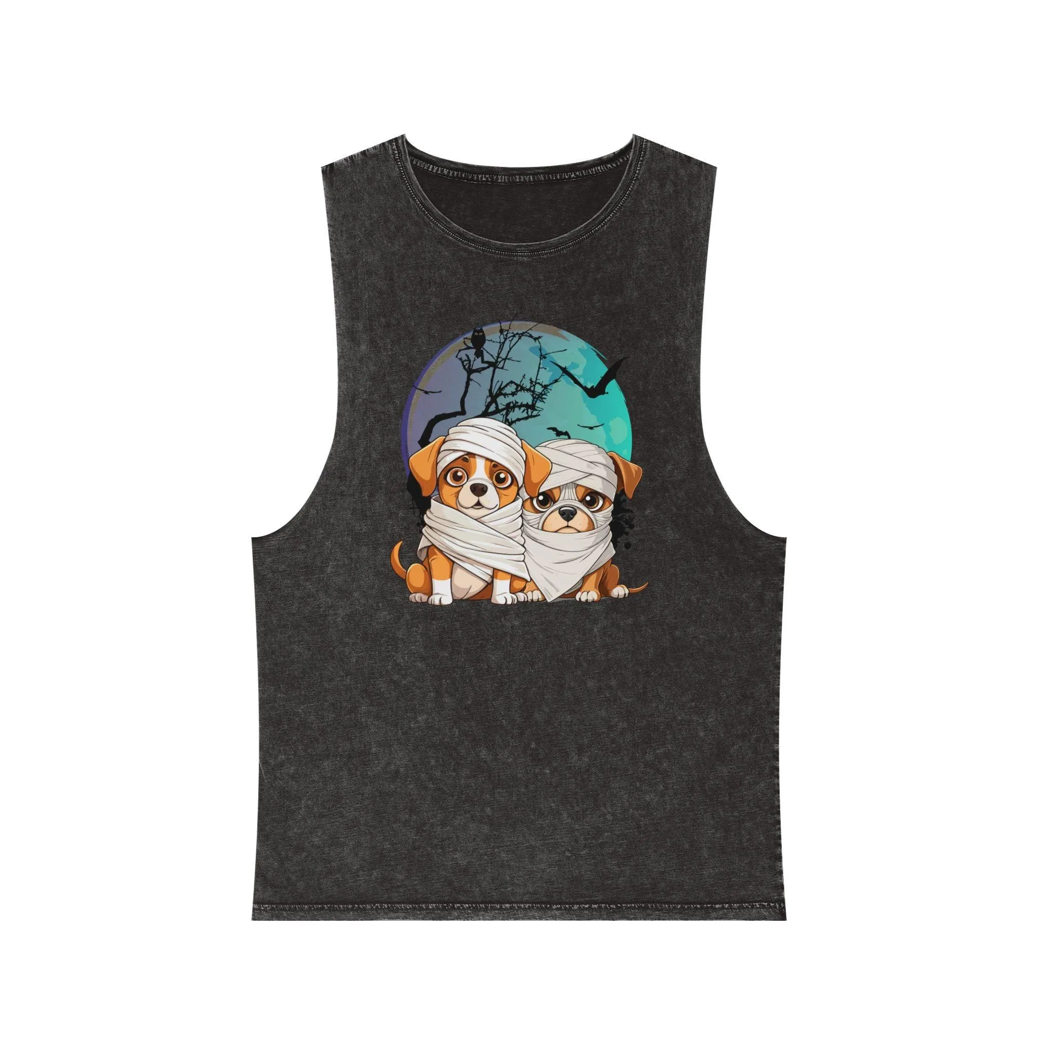Funny Halloween Mummy Dogs Unisex Stonewash Tank Top