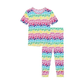 Girl's Bamboo Short Sleeve Pajama Set - Rainbow Butterfly