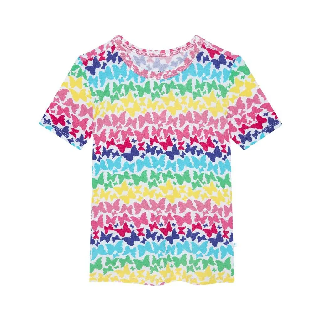 Girl's Bamboo Short Sleeve Pajama Set - Rainbow Butterfly