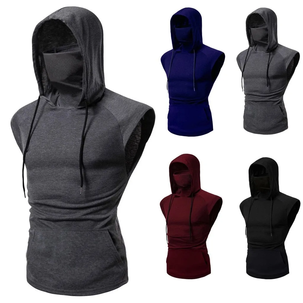 Gym Workout Sleeveless Vest And Mask Two Pieces