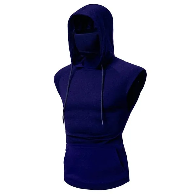 Gym Workout Sleeveless Vest And Mask Two Pieces
