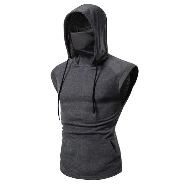 Gym Workout Sleeveless Vest And Mask Two Pieces
