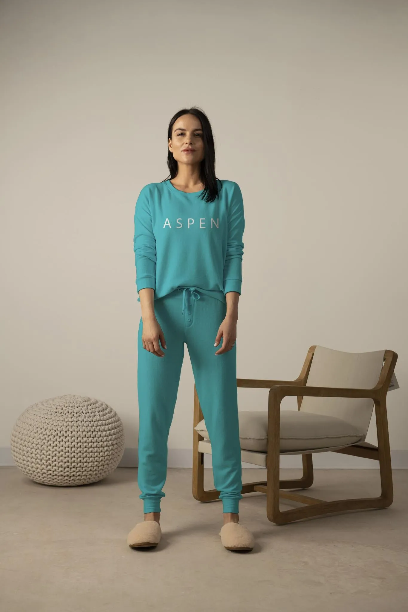 Hello from Aspen pajama set in turquoise