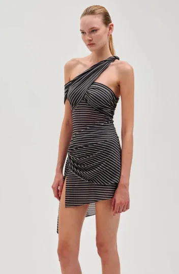 Izel Dress Navy Ivory Stripe - XS - S