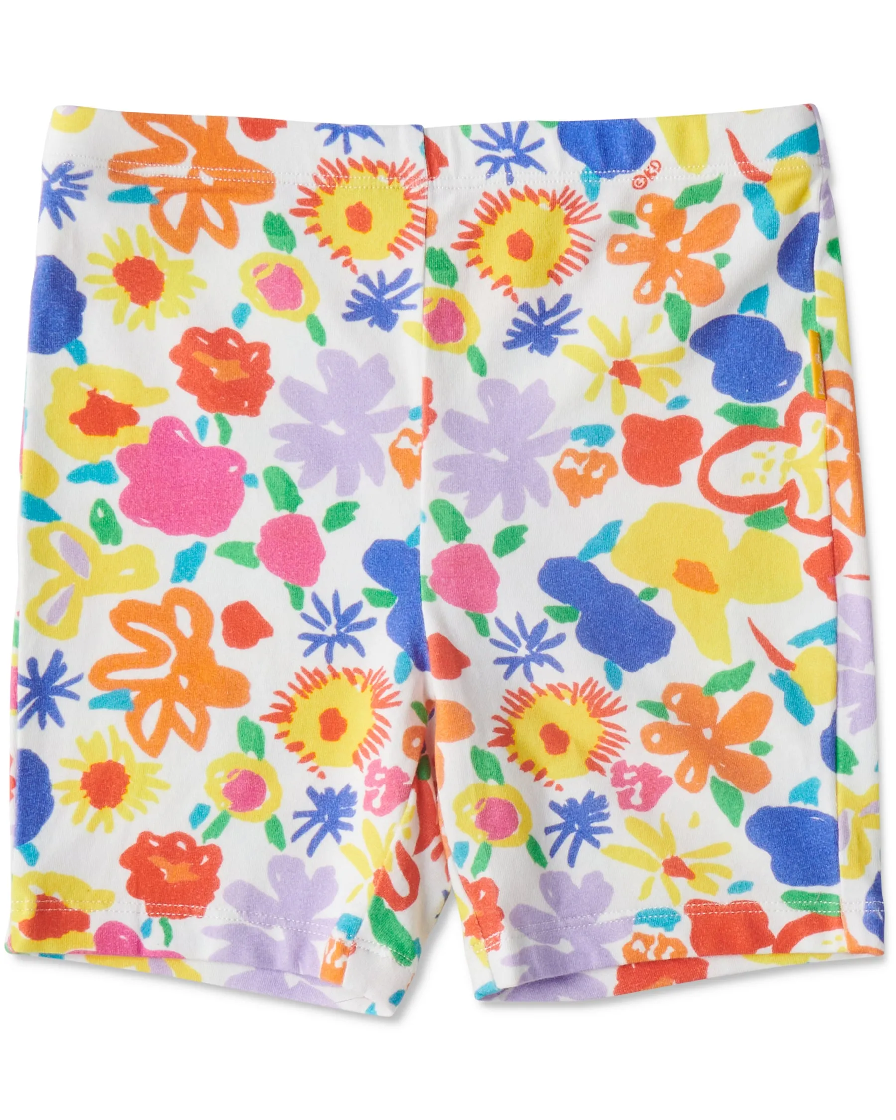 Kip&Co x Ken Done Summer Floral White Organic Cotton Bike Shorts