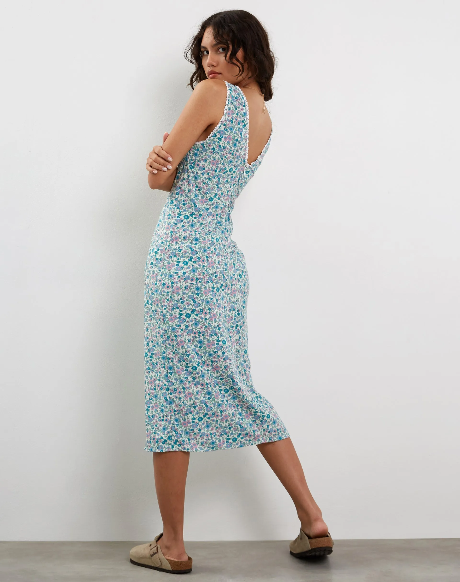 Lavisha Midi Dress in Flower Power Blue