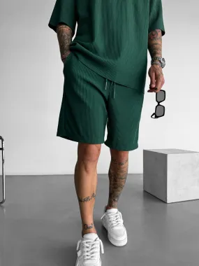 Loose Fit Cord Shorts - Green