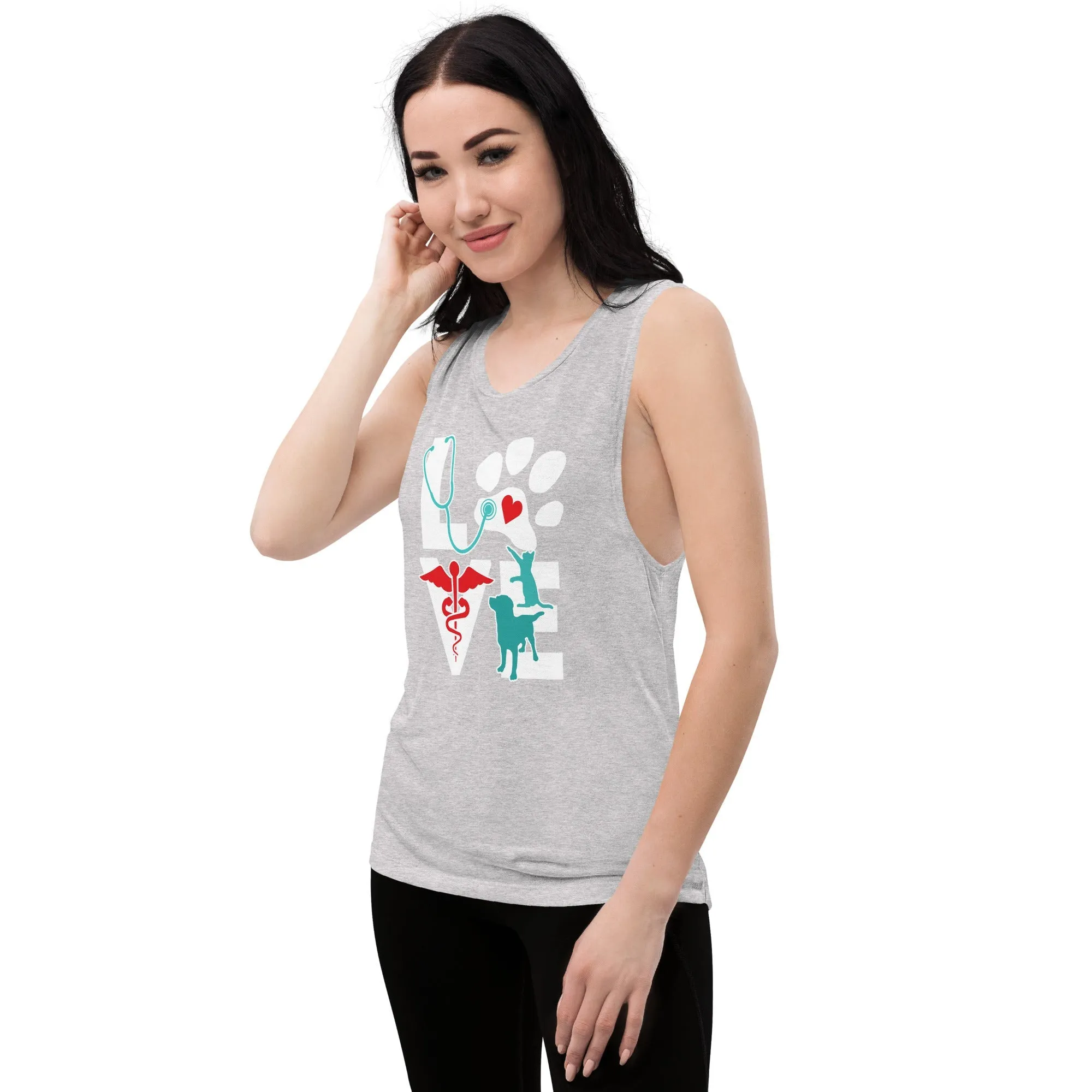 Love cat and dog Ladies’ Muscle Tank