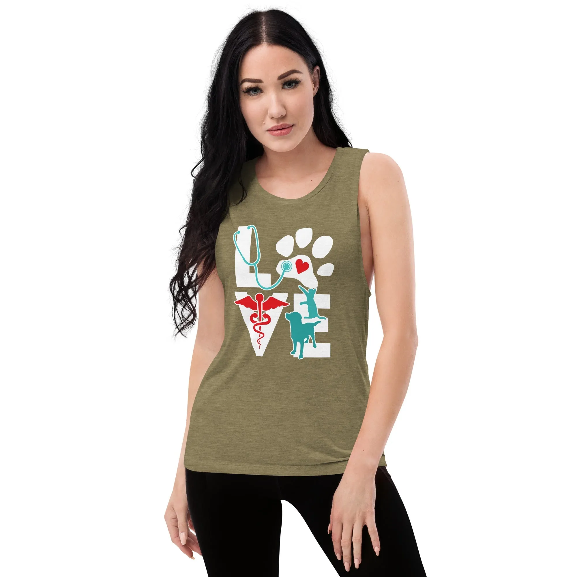 Love cat and dog Ladies’ Muscle Tank