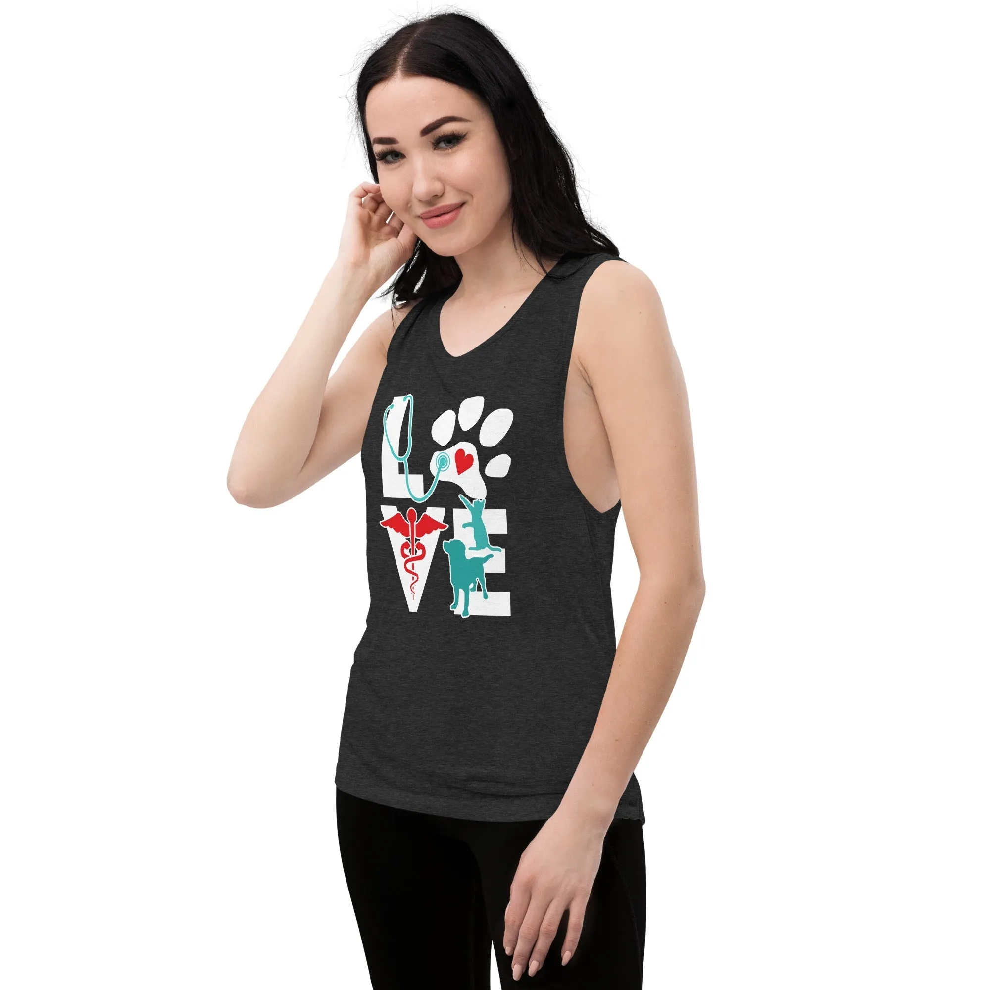 Love cat and dog Ladies’ Muscle Tank