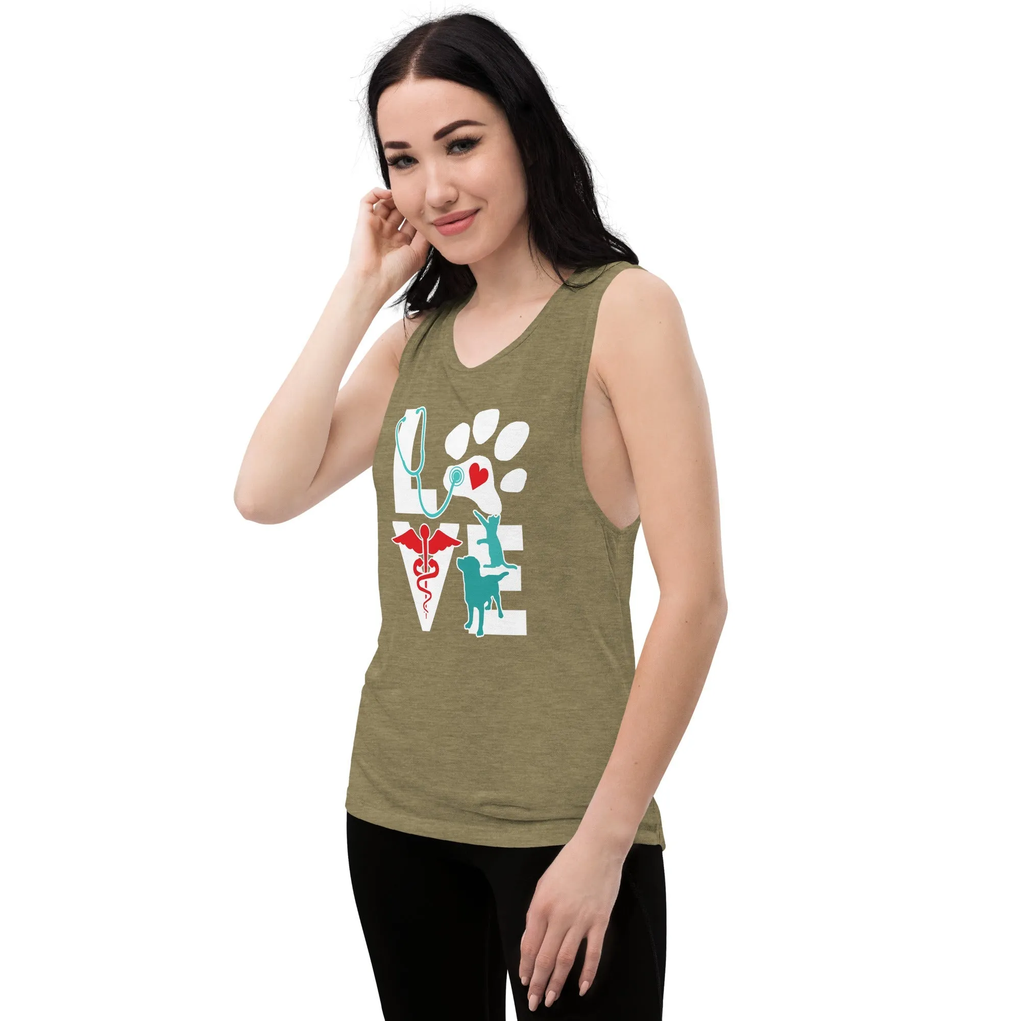Love cat and dog Ladies’ Muscle Tank