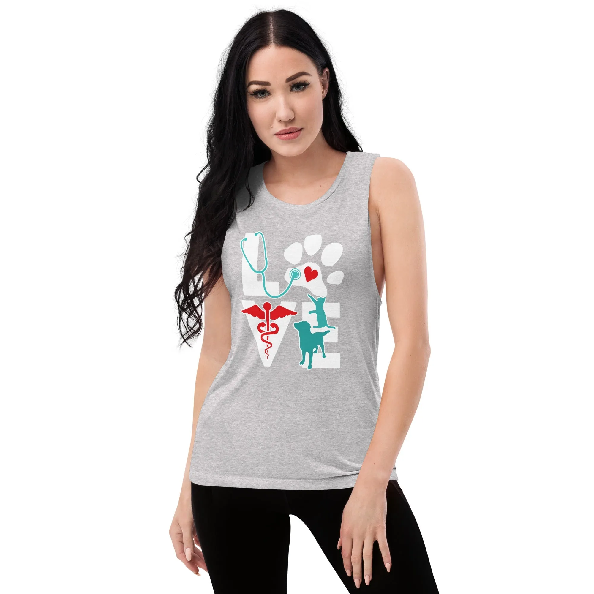 Love cat and dog Ladies’ Muscle Tank