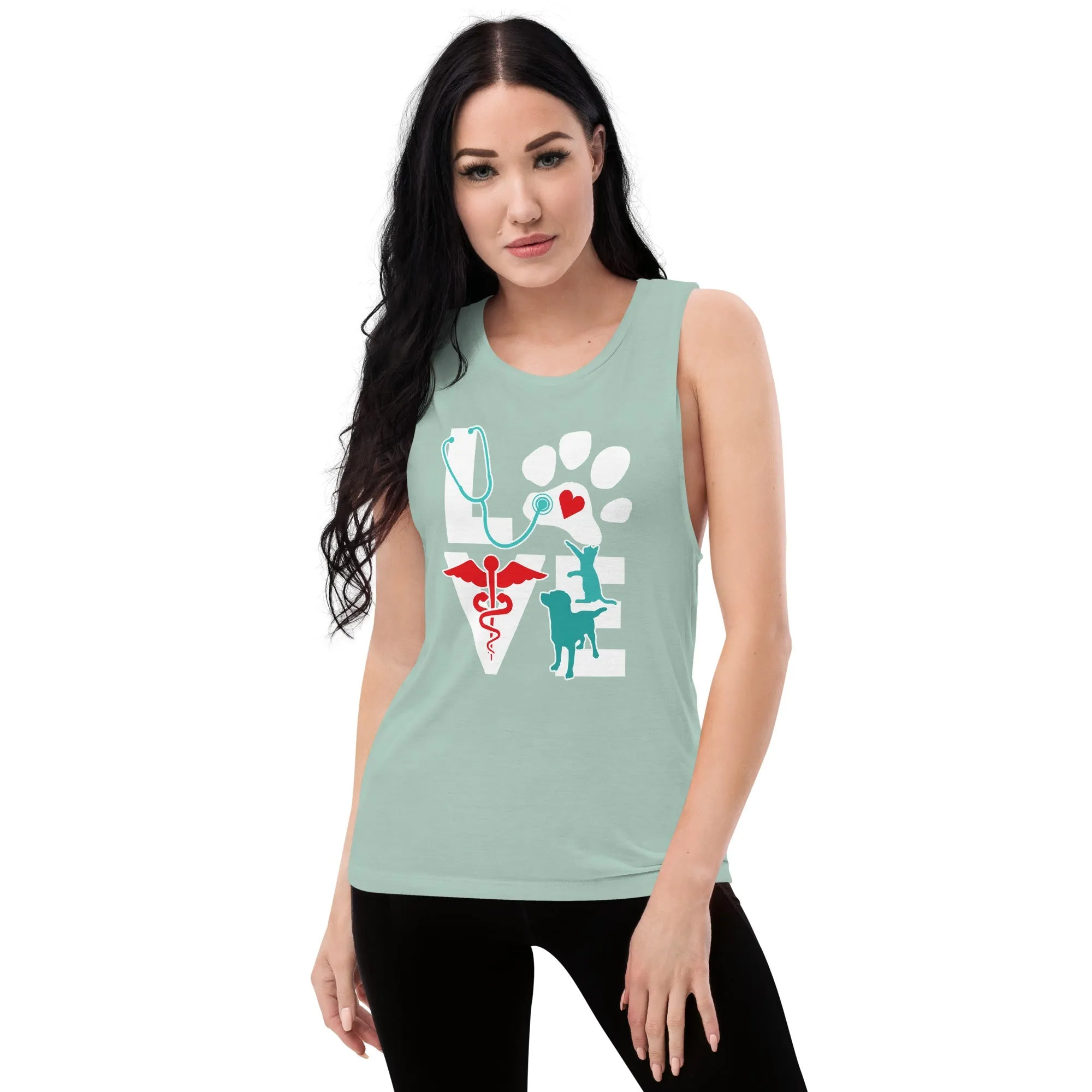 Love cat and dog Ladies’ Muscle Tank